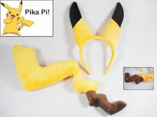 Lovely Pikachu Plush Ear Tail Set Hair Clip Cosplay Costumes