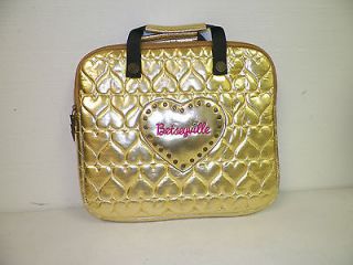 WOMANS BETSEY JOHNSON BETSEYVILLE GOLD HEART QUILTED LAPTOP BAG XLNT 