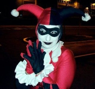 Batman Harley Quinn Comic Book Unitard Hat Mask Boots Gloves Costume 