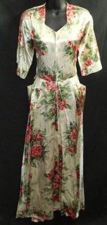 Gorgeous Vintage 1930s/40s Satin Floral Rockabilly Evening Dress VLV 
