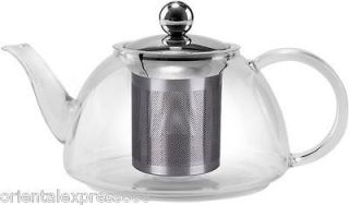 Heat resistant Glass Kettle Tea Pot Coffee Pot w. Stainless Steel 