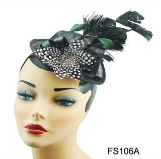 Feather Sinamay Mini Top Hat Headwear Hair Clip Fascinator 2 Colors 