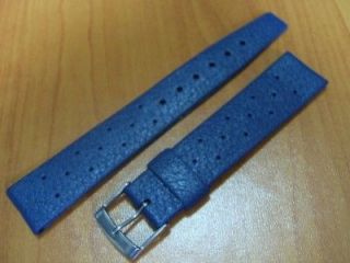 NOS 1960S 18MM SWISS TROPIC PERFORATED BLUE DIVER STRAP BAND