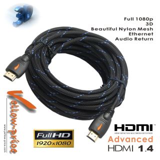 25FT Advnace v1.4 Gold HDMI Cable w/Nylon Net Mesh HDTV 1080P 3D 25 FT 