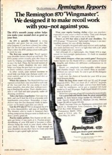 Remington 870 Wingmaster Shotgun 1974 Print Ad
