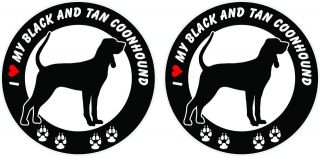   my Black and Tan Coonhound dog ROUND bumper vinyl stickers 4 x 4