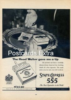 STATE EXPRESS 555 CIGARETTES ADVERT FROM 1957