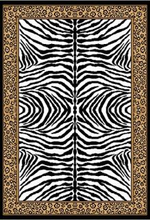   Border Zebra Skin Area Rug 6x8 African Carpet   Actual 5 3 x 7 5