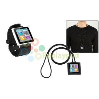 Black Case Necklace+Wrist​band for iPod Nano 6th Gen 6G
