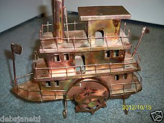 Copper/Tin Vintage Sankyo Ship w/ Music Box(Does Not Work Properly)