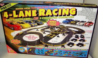   Hot Wheels 440X2 4 Lane HO Scale Slot Car Track Set W/4 Cars 36693