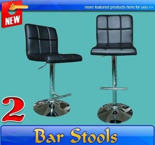 New Set of 2 Black Kitchen Bar Pub Barstools 360 Swivel Adjustment Bar 