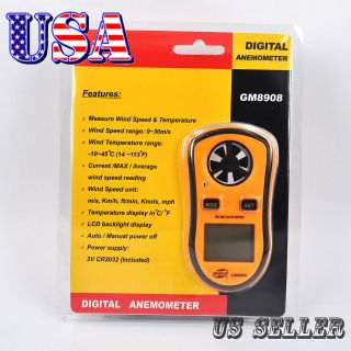 LCD Digital Wind Speed Meter Anemometer & Thermometer GM8908 US