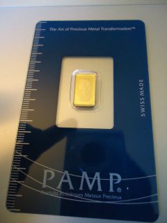 Gram Au Gold Bar Pamp Suisse assay Card fractional Gold