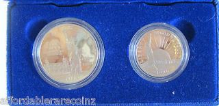 1986 S Silver Proof Ellis Island Commemorative Two Coin Set #918c