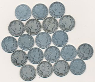 ROLL OF (20) SILVER BARBER HALF DOLLAR **ALL FOUR MINTMARKS NO 