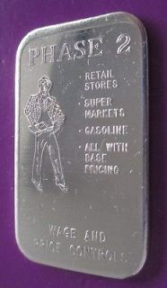 PHASE 2 WAGE & PRICE CONTROLS .999 SILVER ART BAR COLLECTIBLE