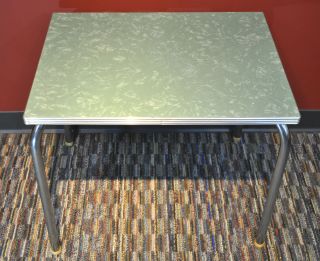   Mid Century Atomic Madmen Metal Green Silver End Console Coffee Table