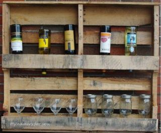Rustic Bottle Wine / Wine Glass Cellar / shelf Recycled wood pallet 