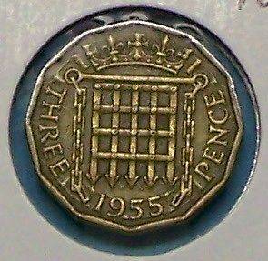 Great Britain , 1955 3 Pence ELIZABETH II