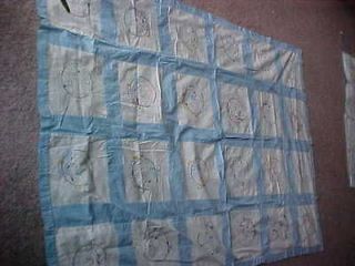 Antique 1930s Hand Embroidered Baby Crib Coverlet 58X41 Lamb Play 