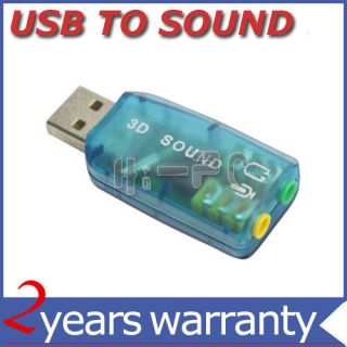 USB 2.0 to Mic/Speaker 5.1 Audio Sound Card Adapter NEW