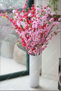 Artificial Cherry Plum Spring Peach Blossom Spray Branch Silk Flower 
