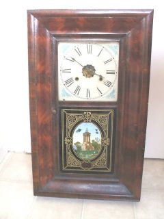 Victorian Jerome American Mahogany Striking Wall Clock