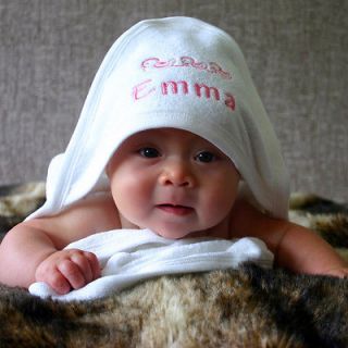 Personalised BABY HOODED TOWEL, New Baby / Christening GIFT 
