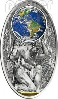 APOCALYPSE II ATLAS Mother Earth Maya Calendar Silver Coin 10$ Fiji 