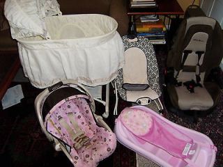   Baby Ensemble Portable Crib, Car Seats, Bath, & Vibrating Rocker Seat