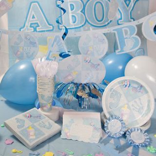 BABY SHOWER PLATES INVITATIONS DECOR BLUE ITS A BOY