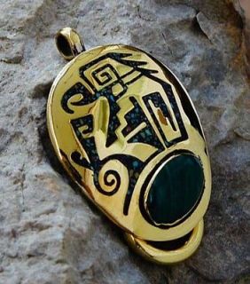 MAYAN ART EAGLE SEAL HOPI solid brass pendant Maya/Aztec//Navajo 