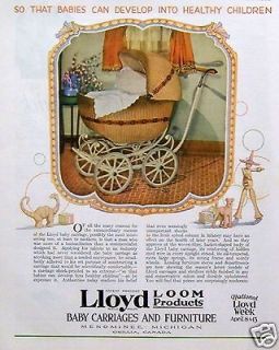 1929 Lloyd Loom Products Baby Carriages Furniture Wicker Basket Style 