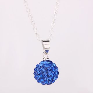   10MM crystal ball silver necklace pendants +gift box Ax925 18K