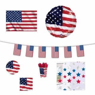 USA (American) FLAGS BANNERS BALLOONS(Partyware/Decorations){fixed £1 