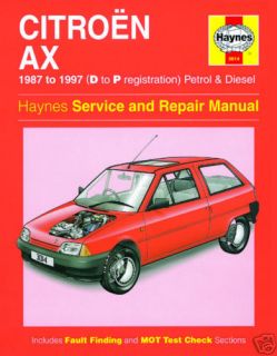 Haynes Manual Citroen AX 1987 1997 Petrol & Diesel 3014
