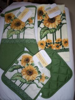 BIG SUMMER SUNFLOWERS CHOOSE KITCHEN DISH TOWEL QUILTED POTHOLDERS OR 