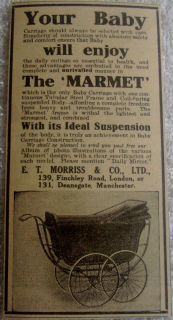 1919 MARMET BABY CARRIAGE STROLLER PRAM BRITISH UK AD