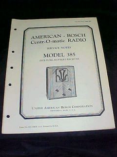   Bosch Service Notes & schematics booklet Model 601 5 tube 2 band Radio