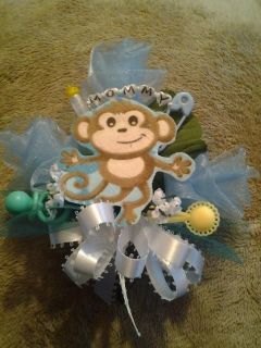 Baby shower MOMMY monkey corsage boy girl white, pink or blue style #2