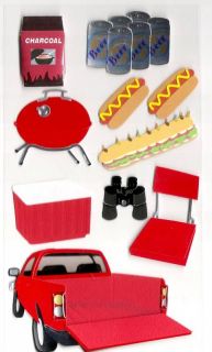 Jolees Beer Hot Dogs BBQ Tailgating Party 3D Stickers