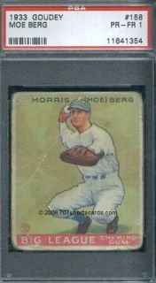 1933 Goudey 158 Moe Berg PSA 1 (1354)