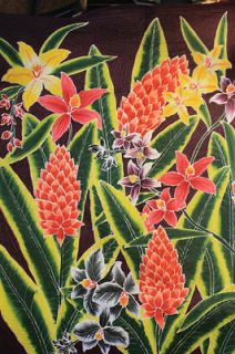   Ginger flower Orchid Painted Batik QUILT~COMFORTER~Balinese Art~King