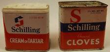 Two Vintage Spice Tins Schilling Ground Cloves and Cream of Tartar 1.5 
