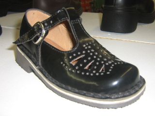 Girls School Shoe T Bar Black Leather Sizes 9 2 New