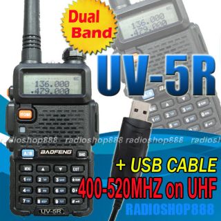 UV 5R BAOFENG Dual band 136 174 ( 400 520 ) + free USB Prog Cable 