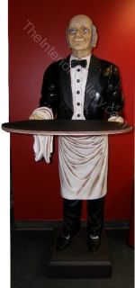   Statue   Life Size Old Man Waiter Butler w/ Serving Tray   6 ft
