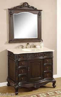 40 Single Sink Bathroom Vanity Cabinet with Marble Top & Mirror #4040 