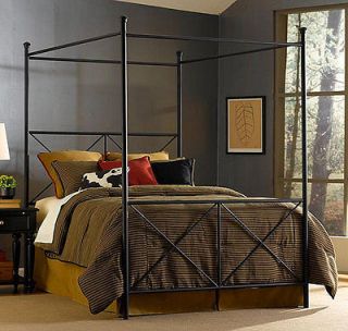 New Home Bedroom Room Decor Furniture King Size Canopy Bed Steel Black 